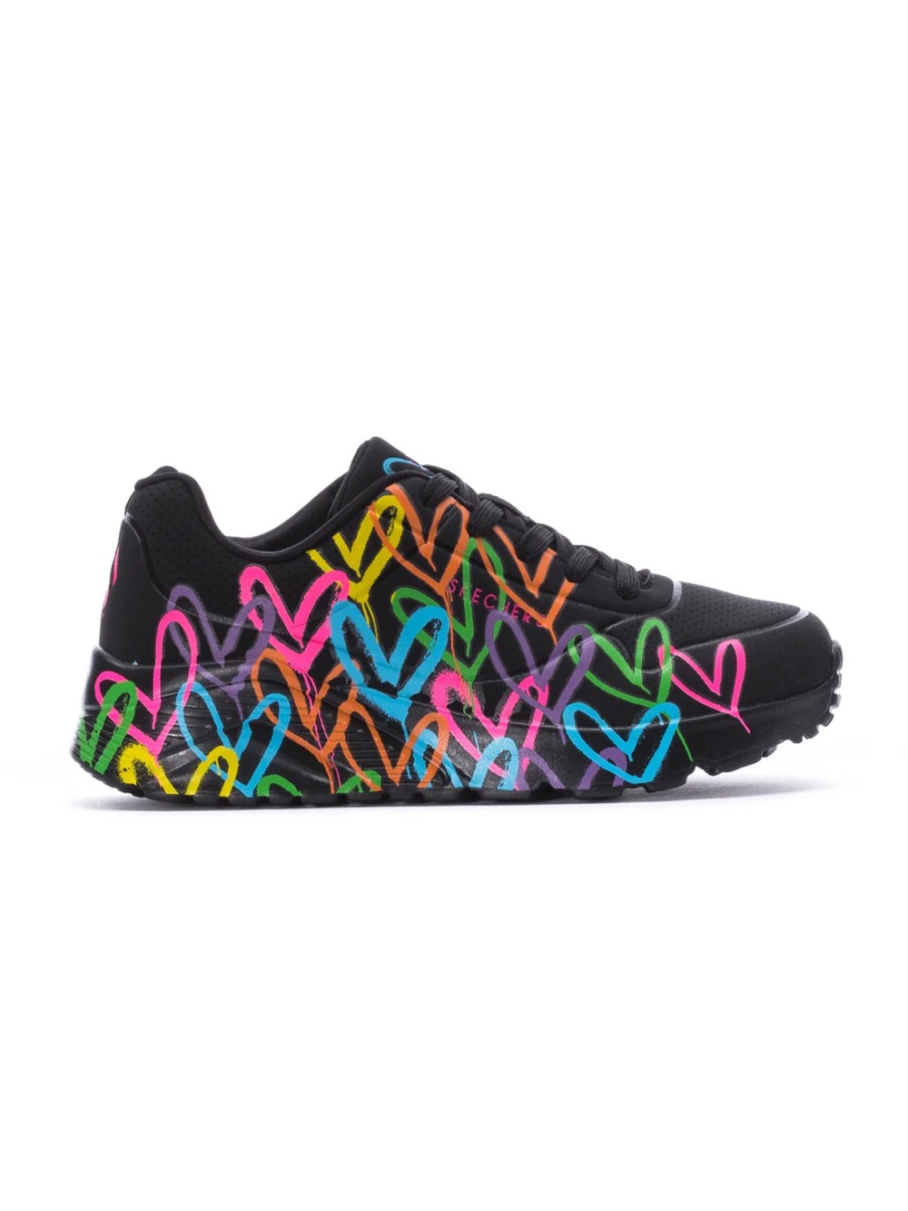 Skechers Kids Uno Lite Sneakers with Multicolor Heart Graphic